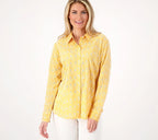 Button-Front Eyelet Shirt