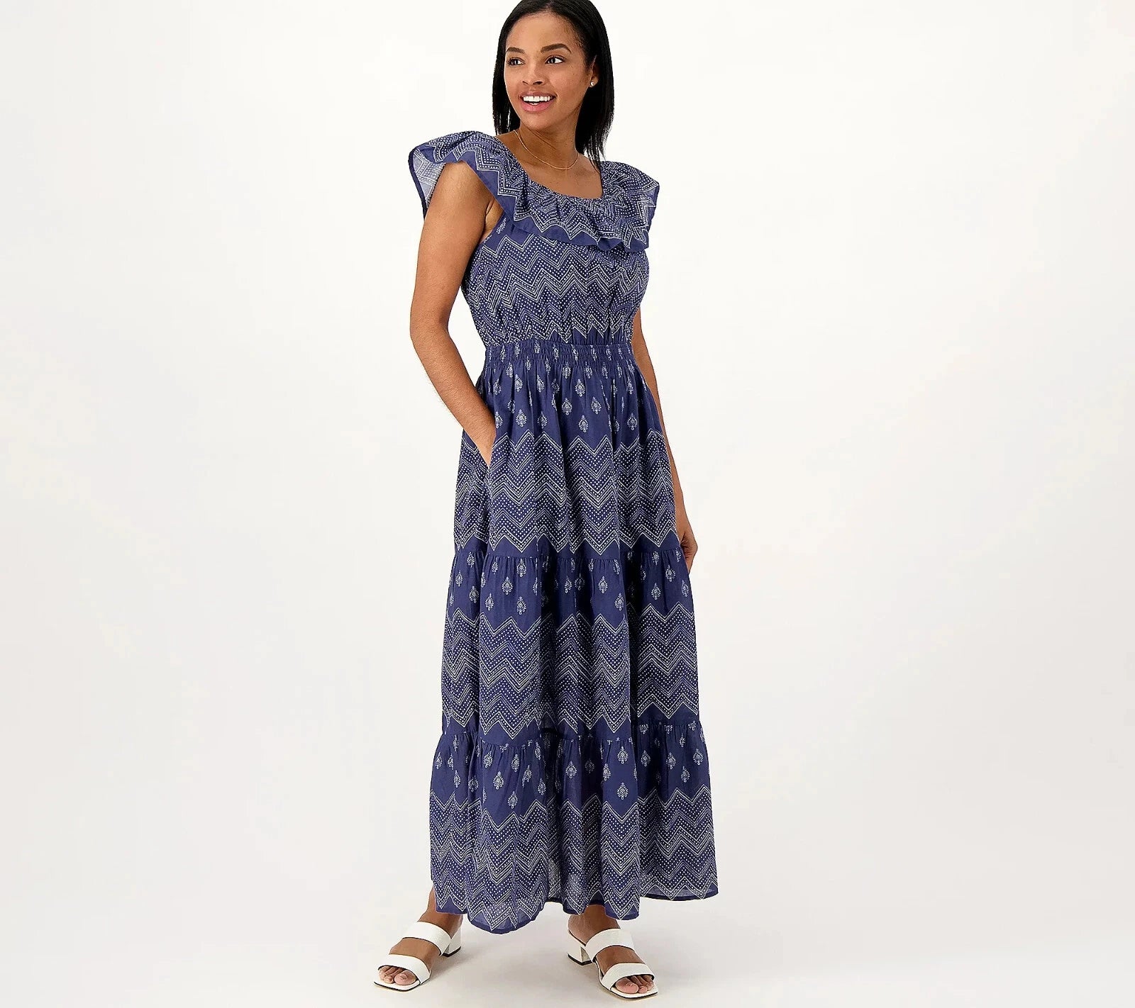 Printed Off-the- Shoulder Dress