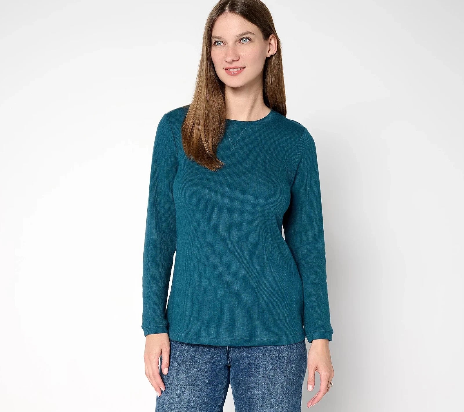 Waffle Knit Long-Sleeve Top