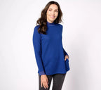 Metallic Waffle Knit Mock Neck Top w/ Lace