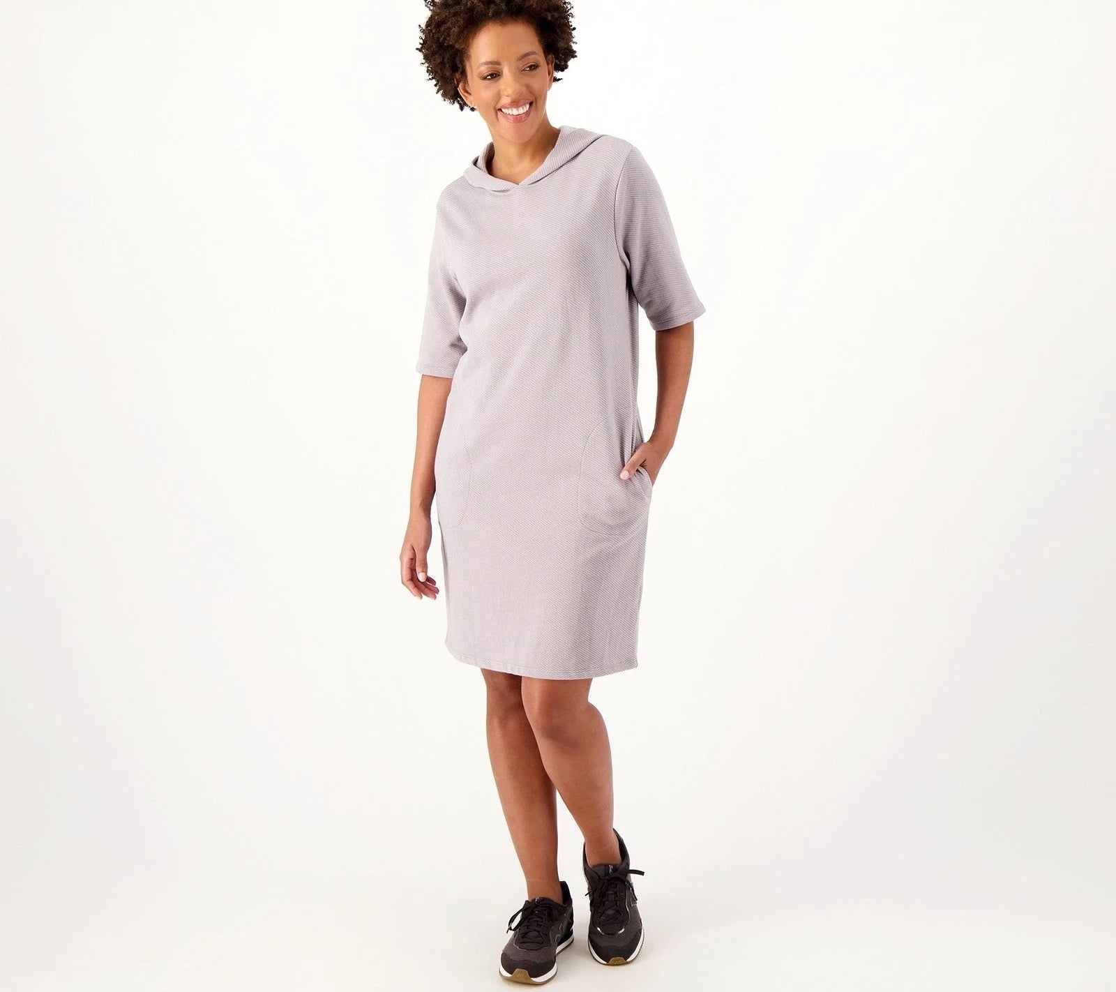Twill French Terry Dress with Hood