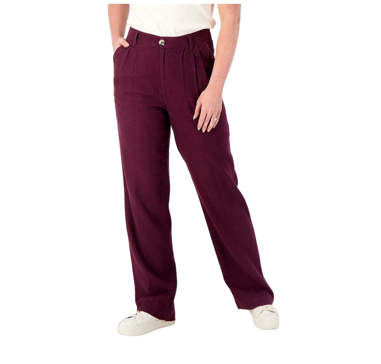 Coastal Linen Blend Pleated Pant