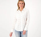 Button-Front Eyelet Shirt