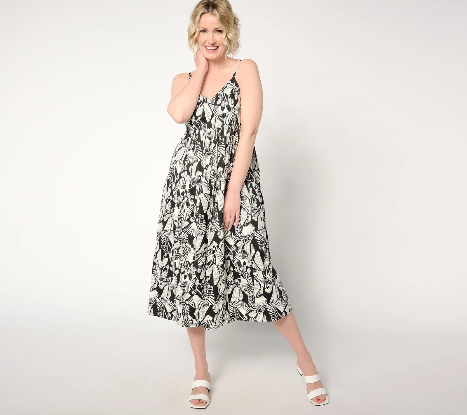 Printed Chevron Smocked Bodice Sundress