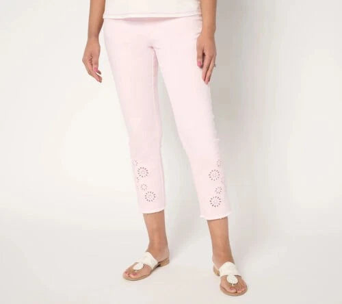 Tripleluxe Eyelet Frayed Cropped Jean
